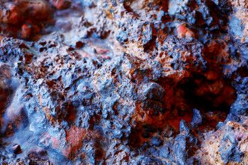 Meteorite rock : black and reddish color texture