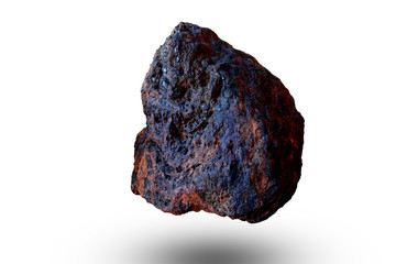 Meteorite rock : black and reddish color texture