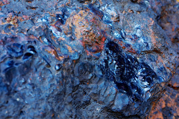 Meteorite rock : black and reddish color texture
