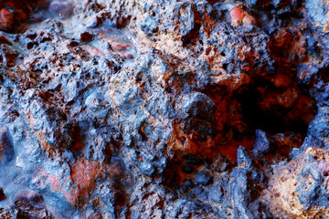 Meteorite rock : black and reddish color texture