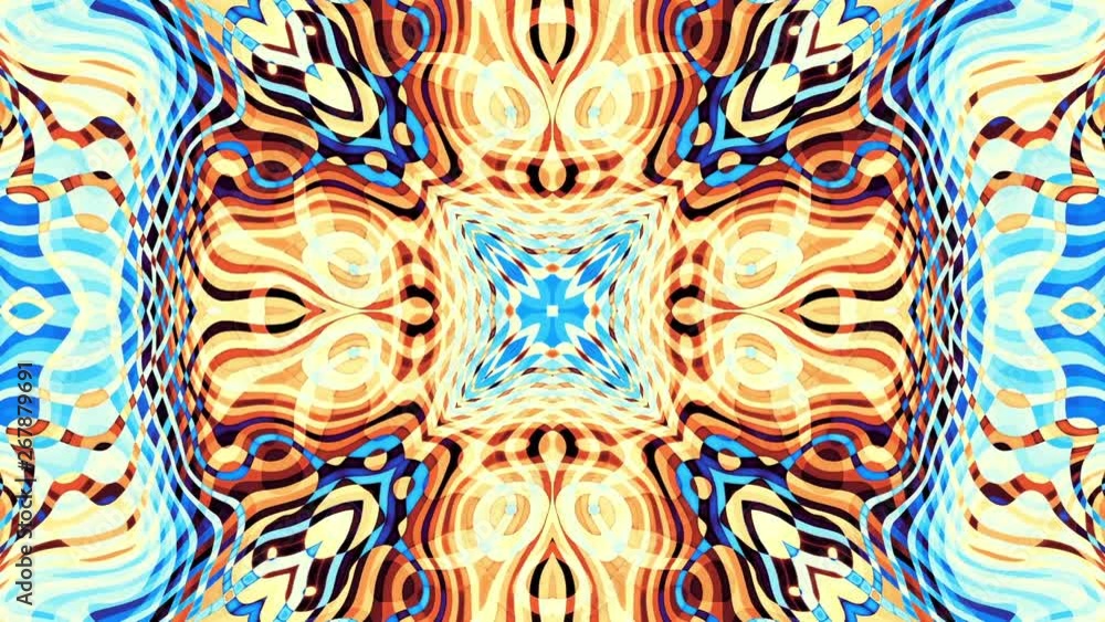 Poster symmetric abstract retro ornament. abstract footage in art nouveau style. loop footage.