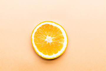 Sliced orange close up, Popular healthy fruit. Flat lay photography, Top view, overhead