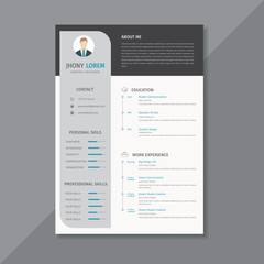 Design template resume / cv, a combination of black and white looks elegant - Vector