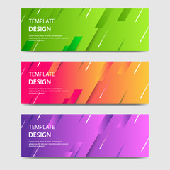 Vibrant gradient and modern futuristic geometric shape background template for headline and header banner in orange, purple, green color. Suitable for social media, web, blog, website. 