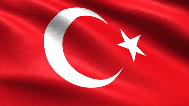 Realistic flag of Turkey, Seamless looping with highly detailed fabric texture, 4k resolution