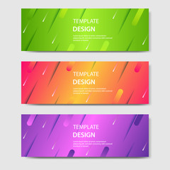 Fototapeta premium Vibrant gradient and modern futuristic geometric shape background template for headline and header banner in orange, purple, green color. Suitable for social media, web, blog, website. 