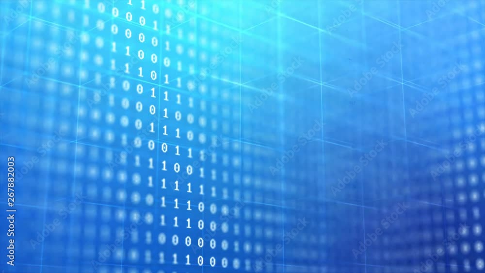 Poster 3d render binary code digit number on blue background for cyber futuristic technology concept with d