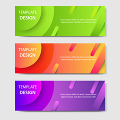 Fototapeta premium Vibrant gradient and modern futuristic geometric shape background template for headline and header banner in orange, purple, green color. Suitable for social media, web, blog, website. 
