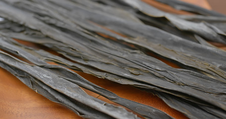 Close up of dry Japanese konbu
