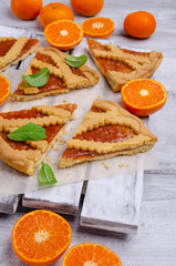 Pieces of sweet cake with jam