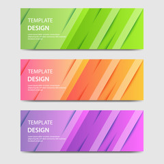 Fototapeta premium Vibrant gradient and modern futuristic geometric shape background template for headline and header banner in orange, purple, green color. Suitable for social media, web, blog, website. 