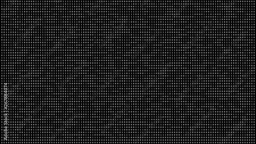 Poster binary code digit number background for cyber futuristic technology concept with dark and grain proc