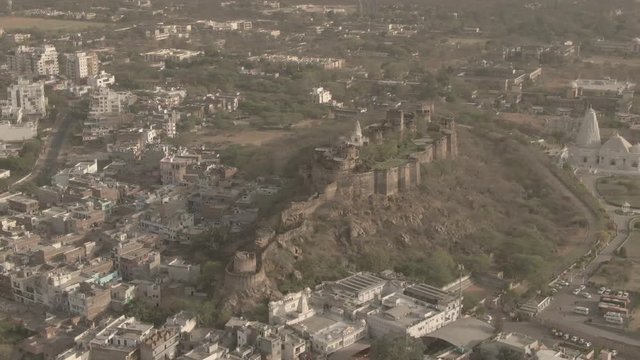 Moti Doongri fort and Birla mandir, Jaipur, 4k aerial ungraded/flat footage