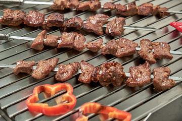 Kitchen electric grill with stones for the network catering. Professional kitchen equipment