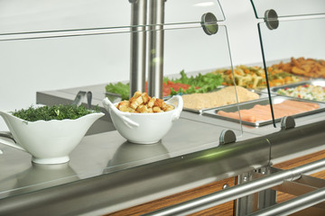 Showcase fridge for catering with cooked food