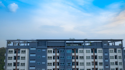 Blue architecture with beauty blue and white sky background