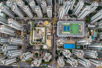 Top down view of Hong Kong apartment building