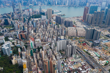 Fototapeta na wymiar Top view of Hong Kong kowloon side