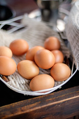 Chicken eggs in basket