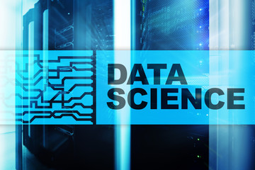 Data Science Artificial Intelligence Concept. Futuristic Supercomputer background.