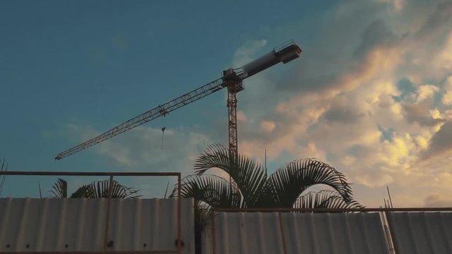 hyperlapse of Cranes around the construction site in Full HD 1080p