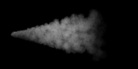 Stream of smoke. Isolated on black background. 3D rendering.