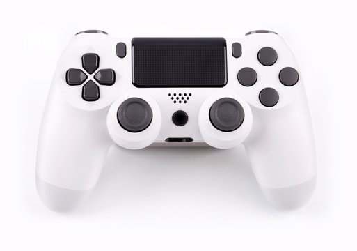 Joystick Gaming Controller Isolated On White Background , Video Game Console Developed Interactive Entertainment