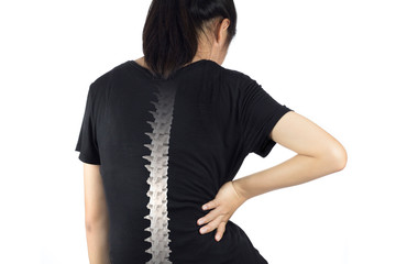 spine bones injury white background spine pain