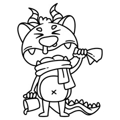 Cute little monster going to sneeze.