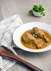 authentic chicken gravy served in a plate for lunch