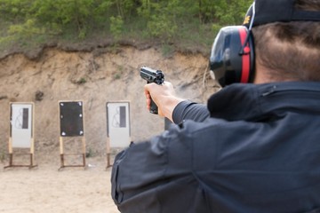 Police shooting practice at a shooting range