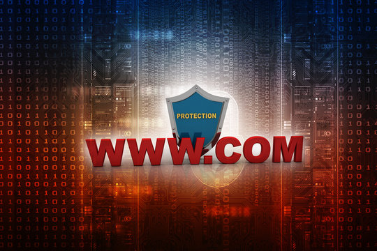 3d rendering WWW.com with shield