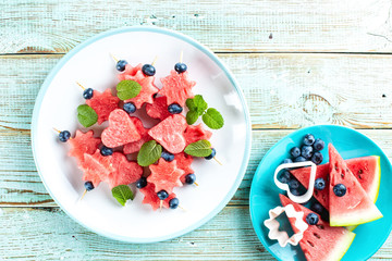 watermelon slices in the shape of hearts and stars