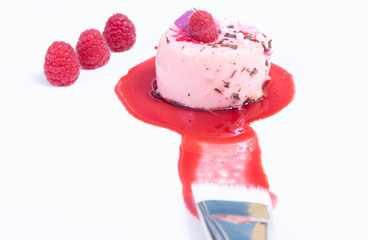 berry Tart, Mousse Cake, berries and macaroons. Decorated Photography