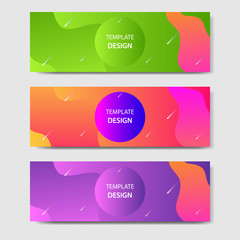 Vibrant gradient and modern futuristic fluid dynamic background template for headline and header banner in green, purple, orange color. Suitable for social media, web, blog, website.