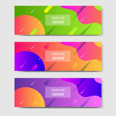 Fototapeta premium Vibrant gradient and modern futuristic fluid dynamic background template for headline and header banner in green, purple, orange color. Suitable for social media, web, blog, website.