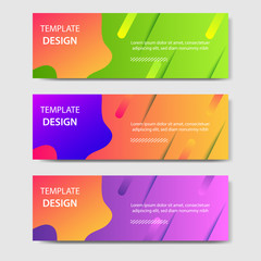 Vibrant gradient and modern futuristic fluid dynamic background template for headline and header banner in green, purple, orange color. Suitable for social media, web, blog, website.