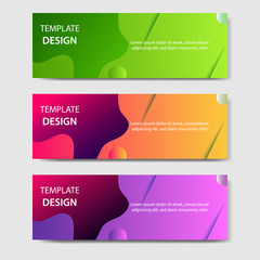 Vibrant gradient and modern futuristic fluid dynamic background template for headline and header banner in green, purple, orange color. Suitable for social media, web, blog, website.