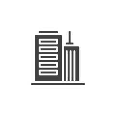 Office buildings vector icon. filled flat sign for mobile concept and web design. Business building glyph icon. Symbol, logo illustration. Pixel perfect vector graphics