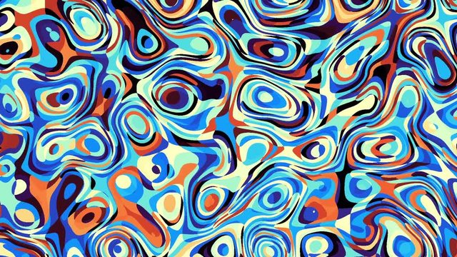 Moving random wavy texture. Psychedelic animated background. Looping footage.
