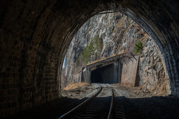 Fototapeta na wymiar Cascad tunnels on Circum-Baikal railroad