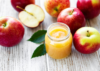 Applesauce in glass jar