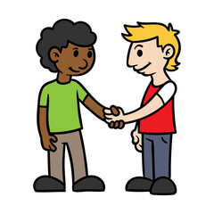 Cartoon Two Men Shaking Hands