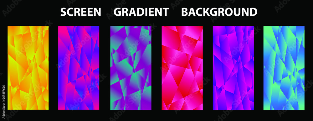 Poster vector eps 10 gradient set. different colors. modern smartphone screen, mobile app template. design 