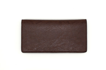 Close up brown wallet isolated on white background. Men wallet.