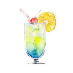 夏 トロピカルドリンク カクテル 水彩 イラスト