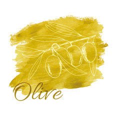 branch olives, sketch, vector illustration hand-drawn logo of olives - 267898039