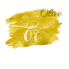branch olives, sketch, vector illustration hand-drawn logo of olives - 267898068