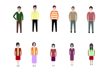 Set of full body diverse business people. Fashion man, male, guy, boy stay on white background. Vector illustration flat style. Work and Team concept