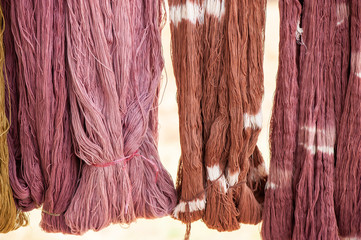 Cotton yarn dyeing with the natural dyes.